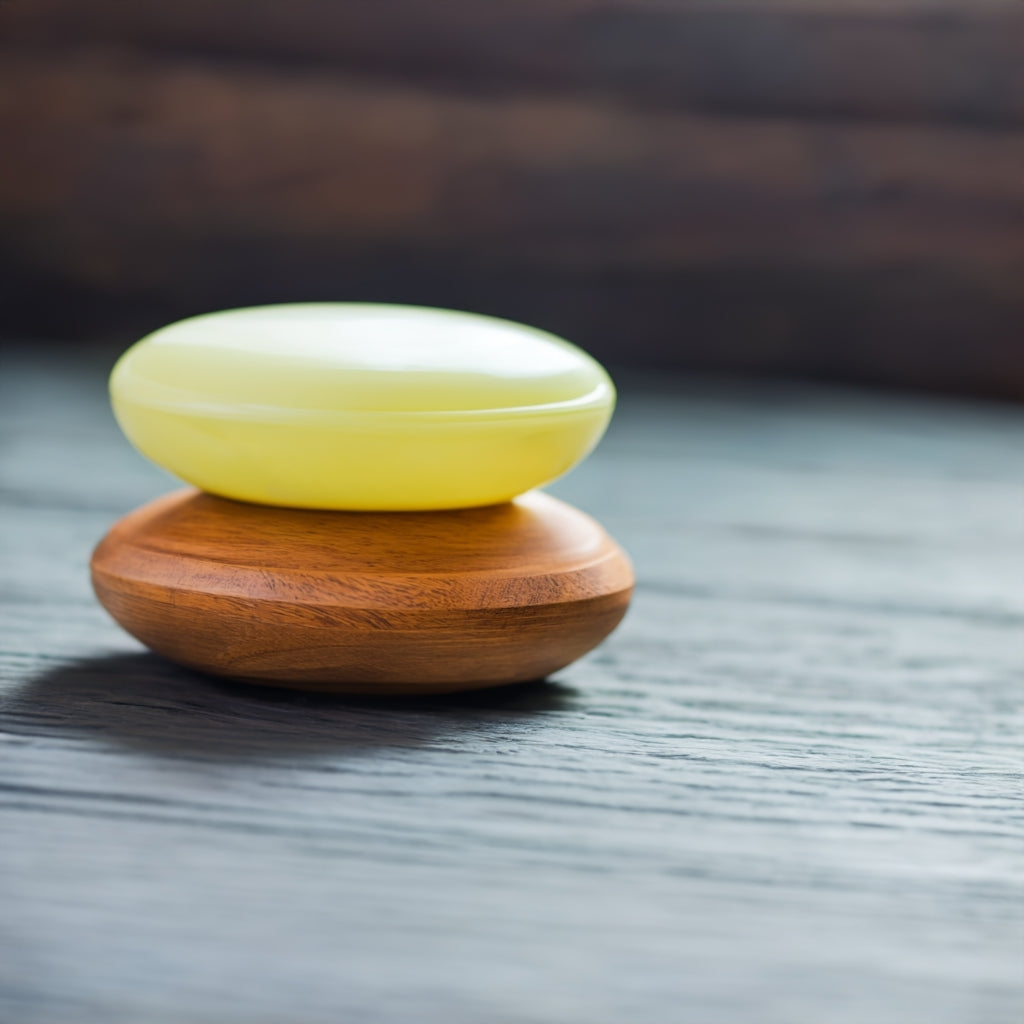 two bars of natural soap on a surface