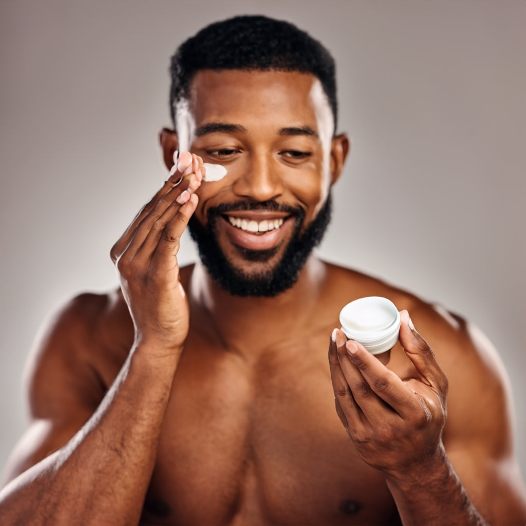 black man using Men Skincare Essentials