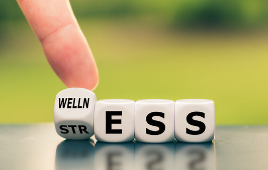 An illustration depicting the contrast between stress and emotional wellness in a person's life.