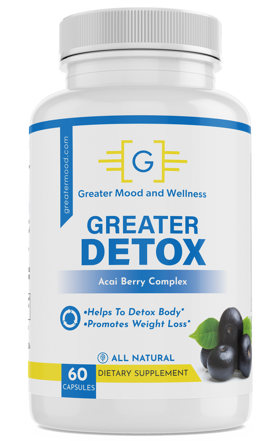 blue and white supplement bottle with greater detox acai berry cleanse