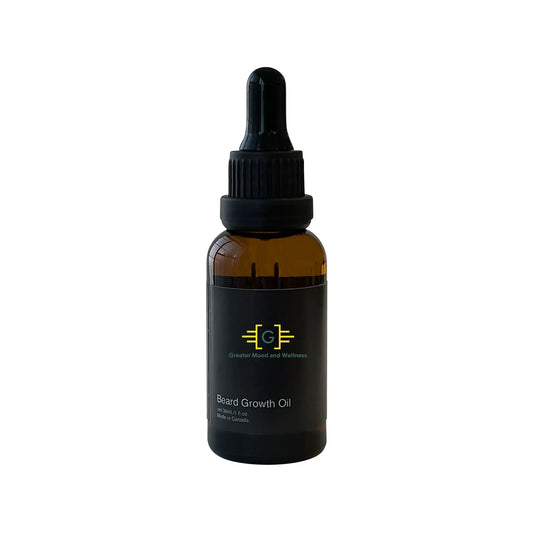 Beard Growth Oil in a bottle against a white backdrop