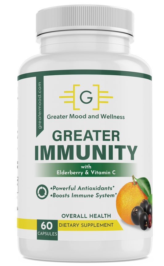 yellow, green and white supplement bottle with greater immunity supplement