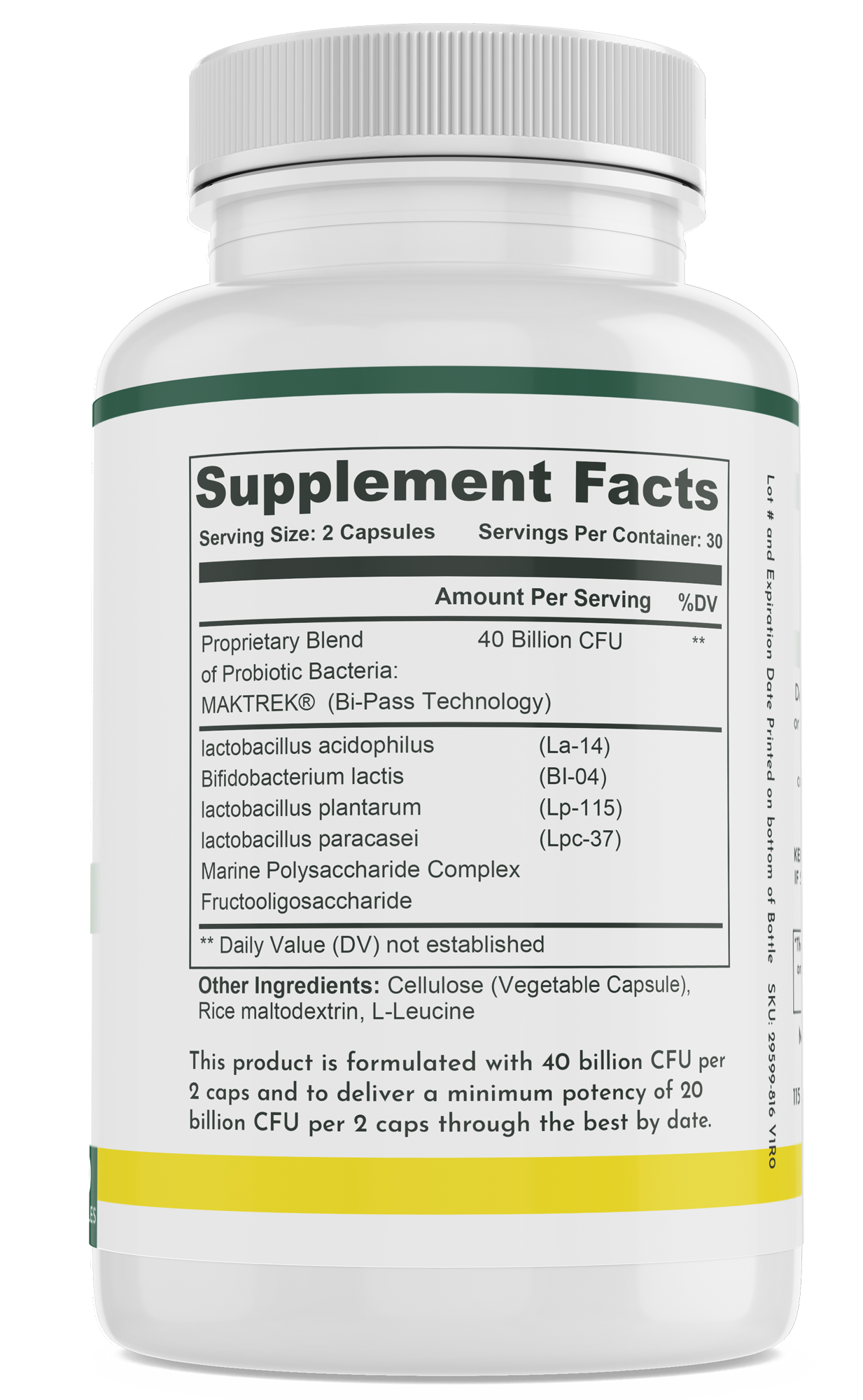 supplement bottle showing benefits of probiotics for women supplement facts