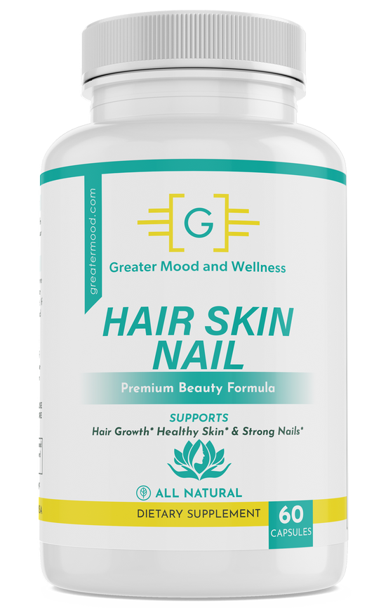 Hair Skin and Nails supplement in vitamin bottle