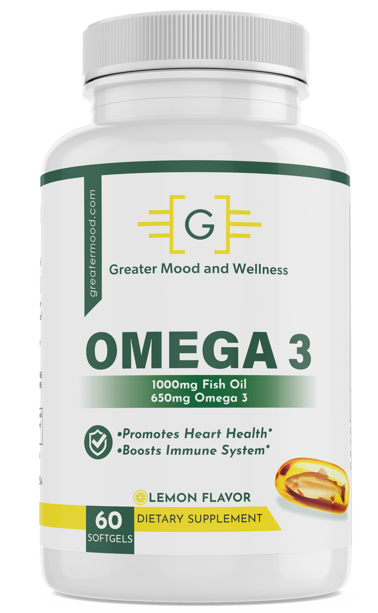 supplement bottle with Omega 3 Fish Oil
