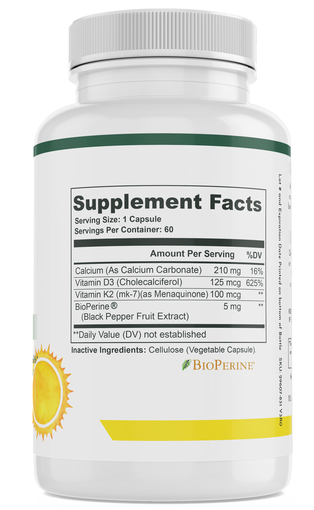 supplement bottle showing supplement facts for k2 and d3 benefits