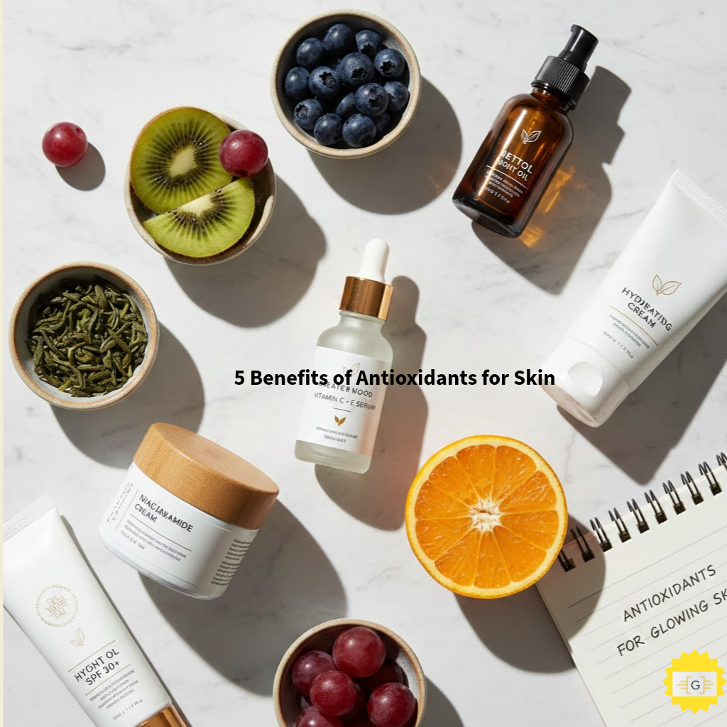 Image showing skincare producta and Antioxidants for Skin