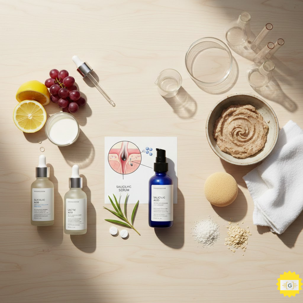 Skincare products for Physical and Chemical Exfoliation
