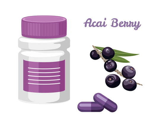 Acai Berry capsules isolated on white background