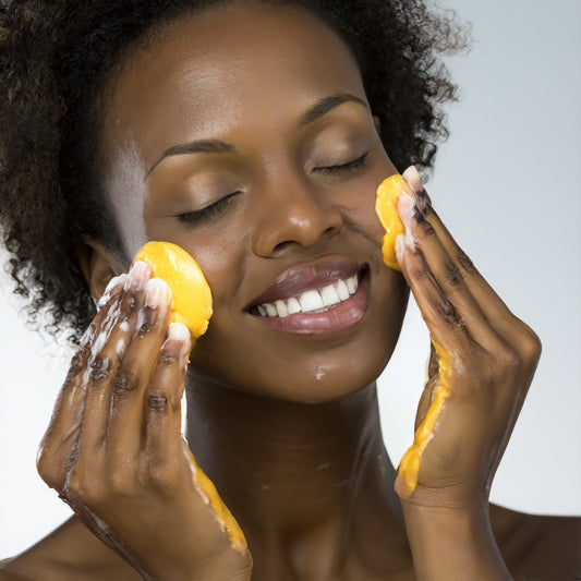 Achieving Radiant Skin: smiling black female showing glowing skin