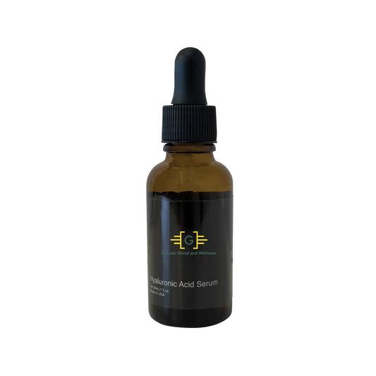 bottle of hyaluronic acid serum on white back ground