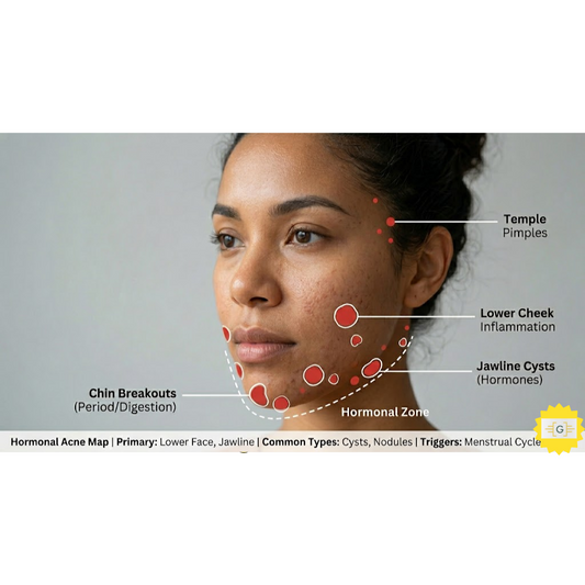 Woman face map showing the difference Hormonal Bacterial or Fungal