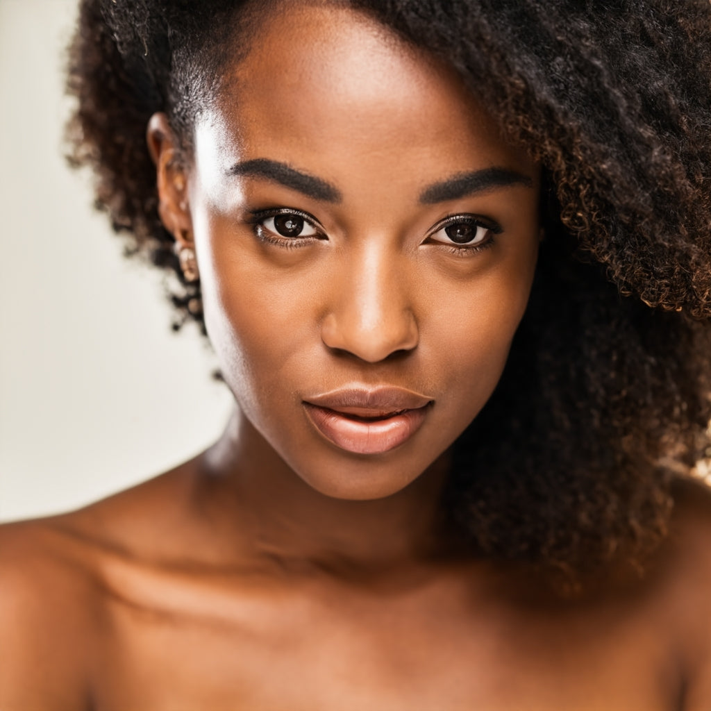 Beautiful black female with forehead acne 