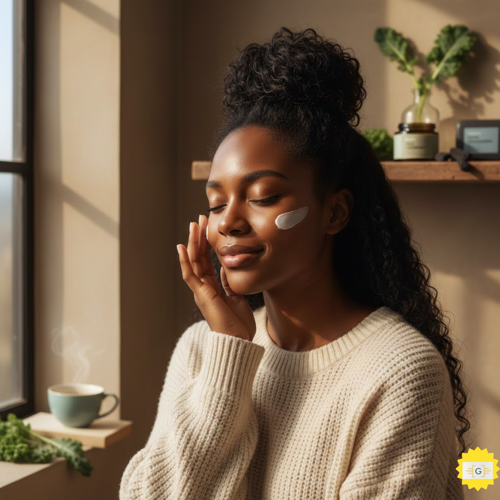 Woman with cream on her face Combating Dry Skin