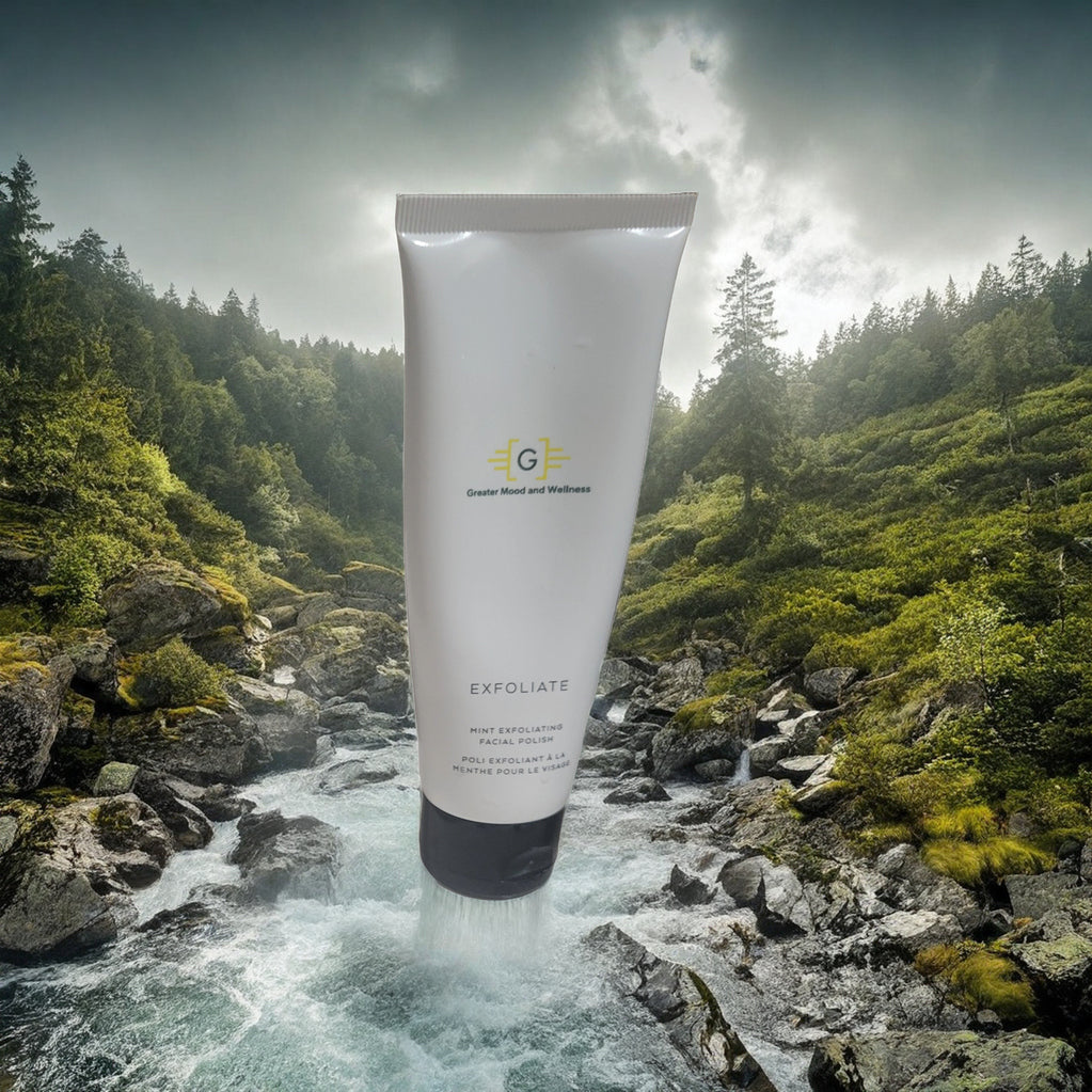 Greater Mood Exfoliate  with nature in back ground