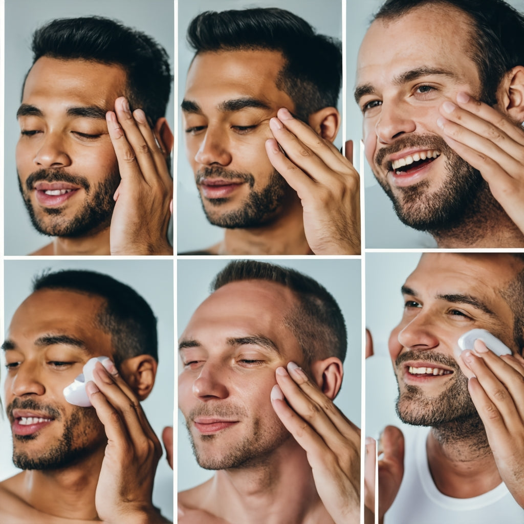 Men doing skin care