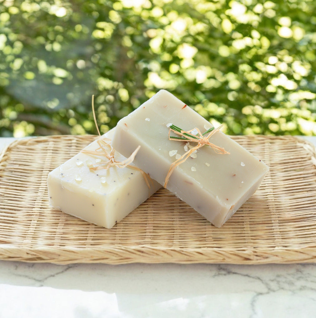  2 Greater mood natural soap bars  on mat 