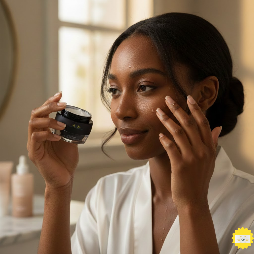 Woman applying a hyaluronic acid serum to damp skin to improve moisturization and product absorption.
