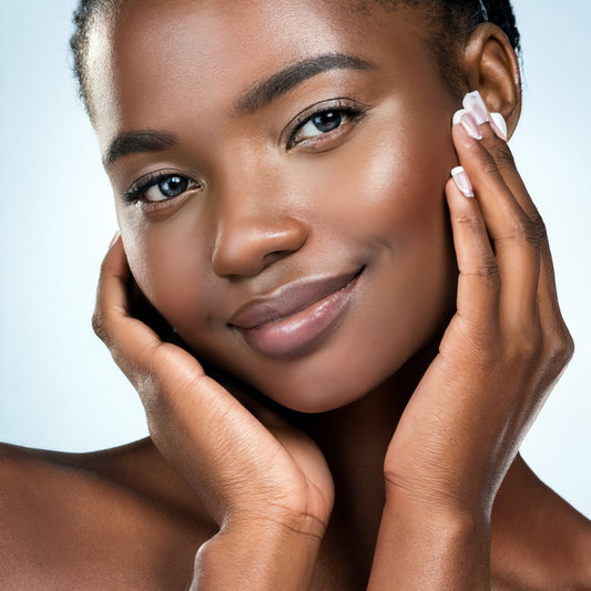 Black woman showing Healthy Looking Skin with Rosacea