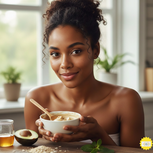 Woman with a bowl of home made skincare mask