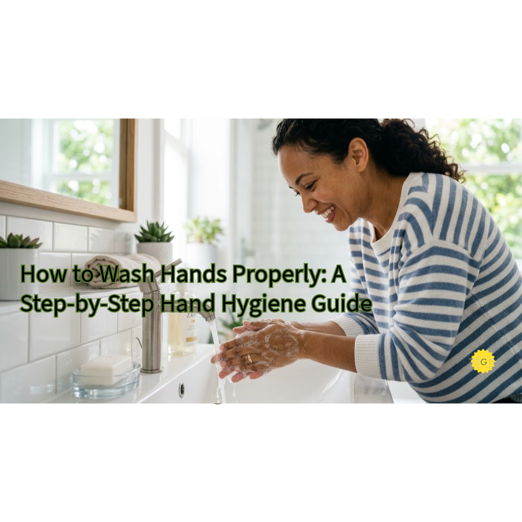 photo of a woman washing her hands in a bright, modern bathroom setting