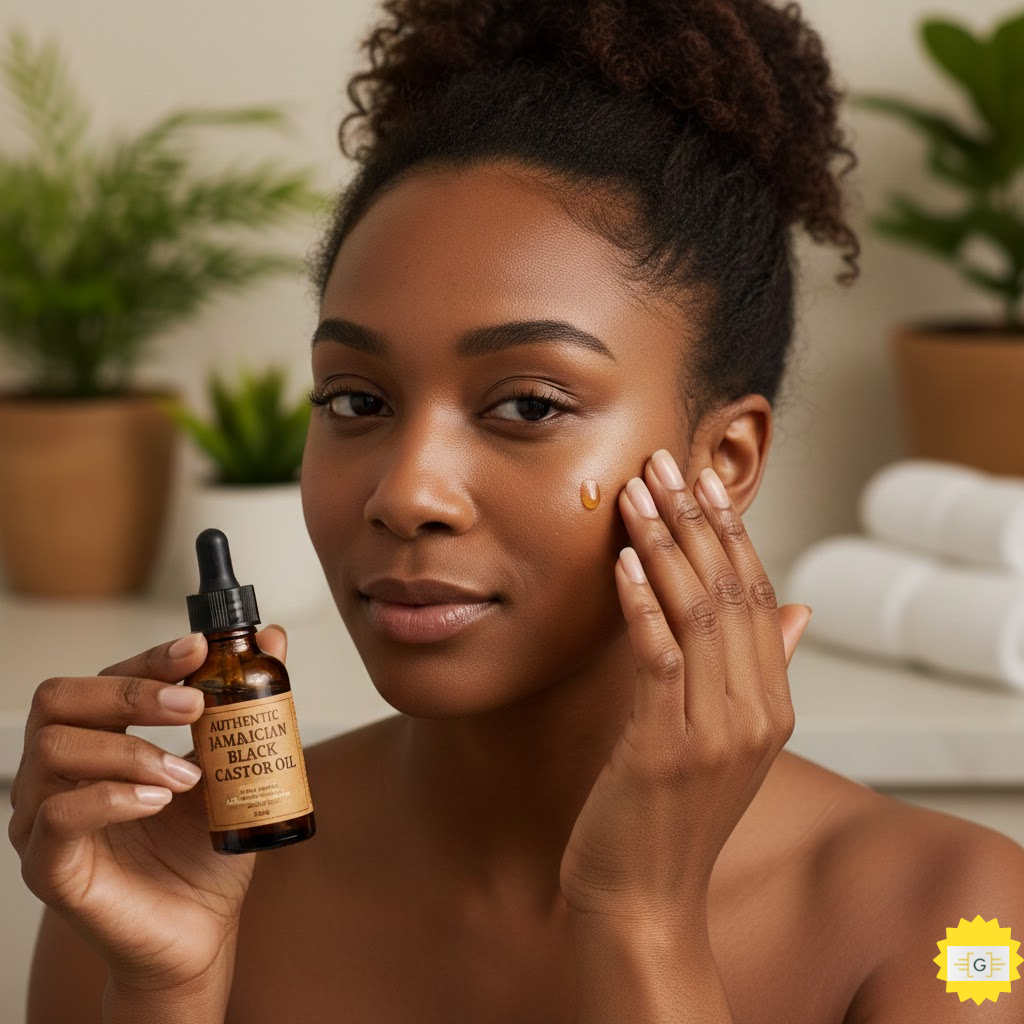 Woman using the Jamaican Black Castor Oil for Skin