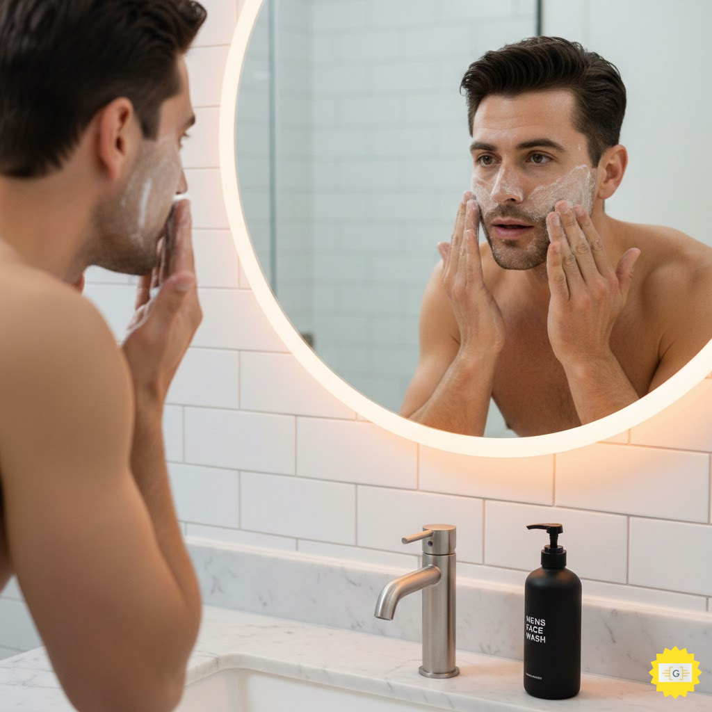 Men's daily facial cleanser routine