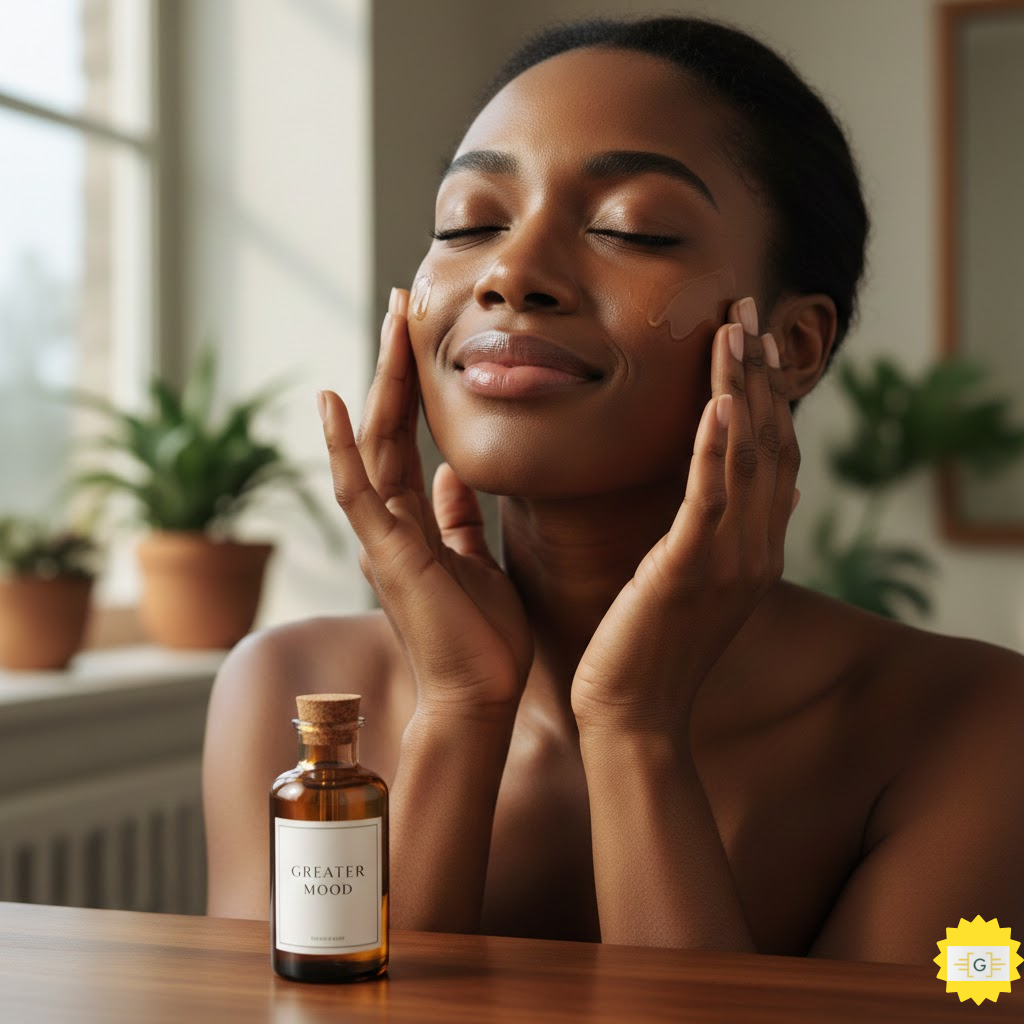 Woman using Greater Mood natural oil