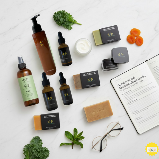 Greater Mood Skincare Products on a Clean surface