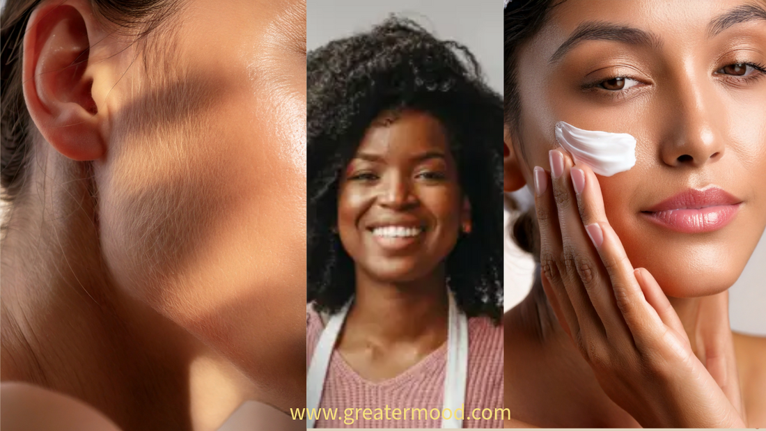 three women doing skincare routine