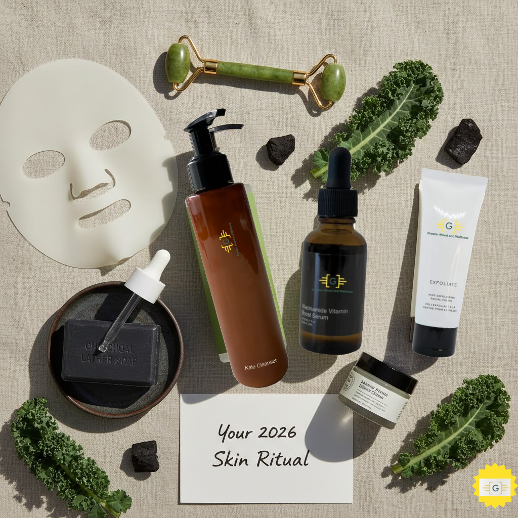 Greater Mood Skincare Products On a surface