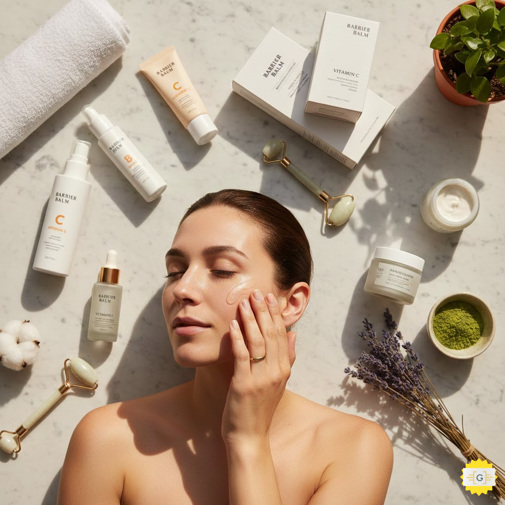 Woman applying serum as part of a daily skincare routine for glowing skin