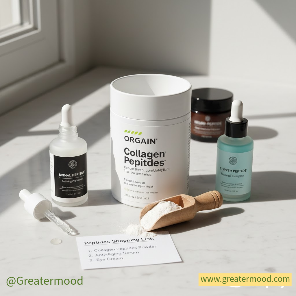 Peptides serum and collagen on surface 