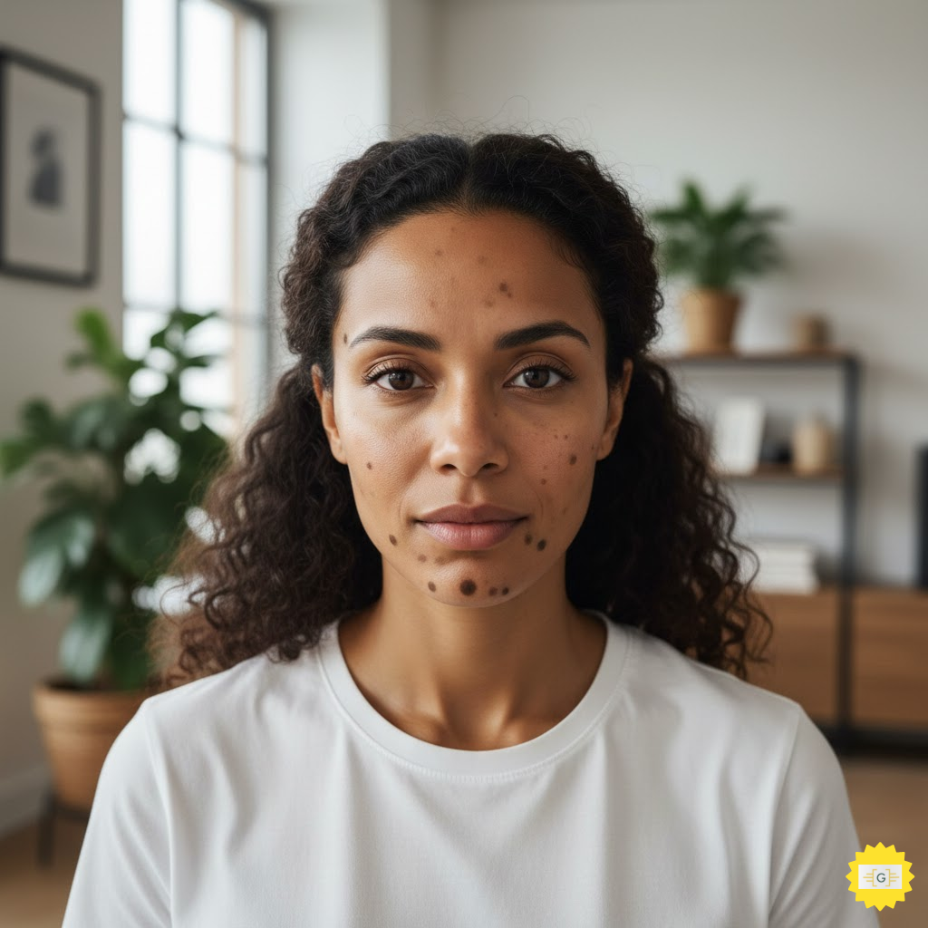 Woman showing What Does Hyperpigmentation Look Like 