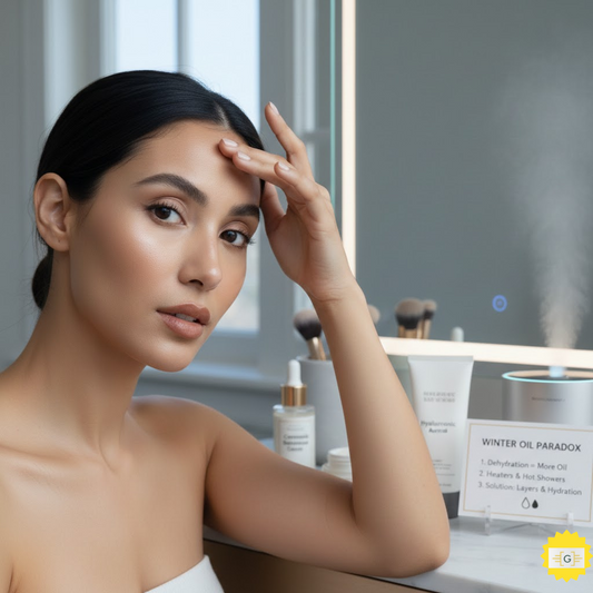 Woman showing why Skin Oily in Winter