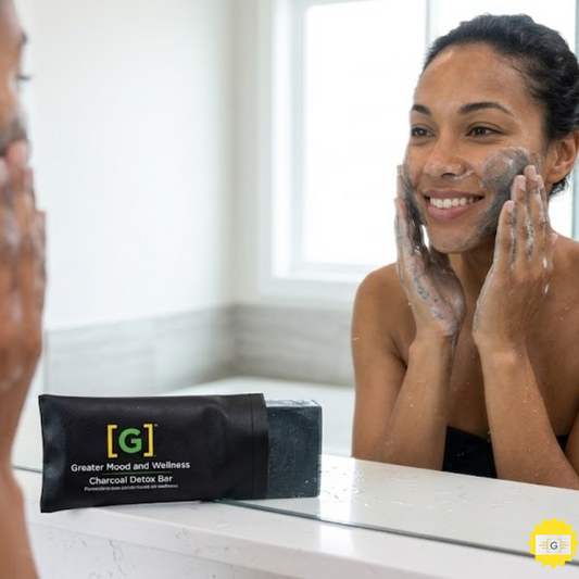 Woman using Greater Mood Charcoal Detox Bar