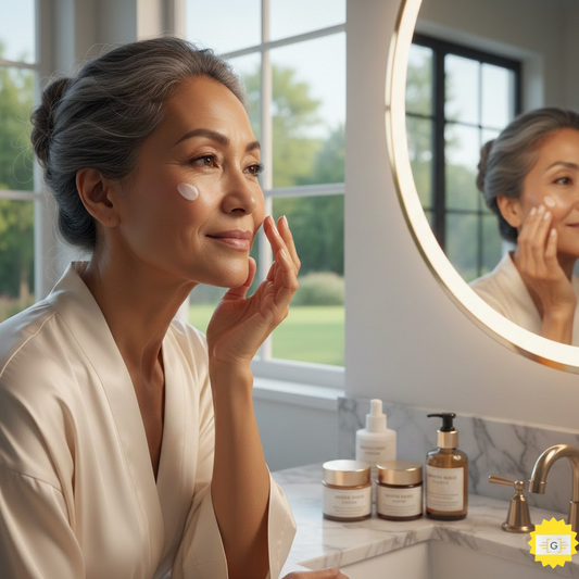 woman using anti-aging skincare products