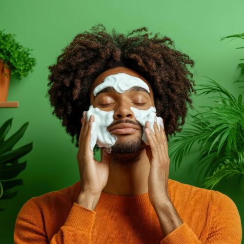 man doing a skincare routine