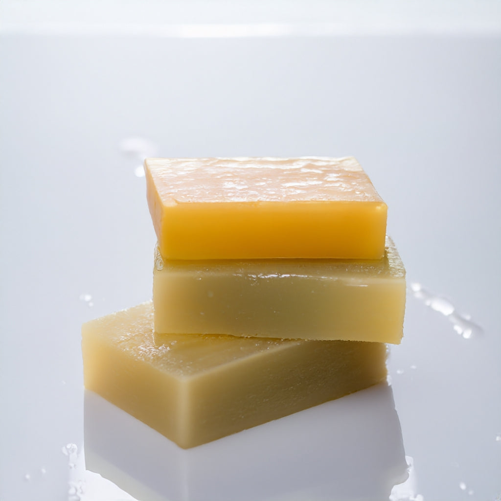 3 natural soap bars on top or each other 