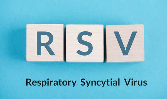 "Image showing common symptoms of respiratory syncytial virus (RSV) in adults. Includes coughing, fever, and difficulty breathing."