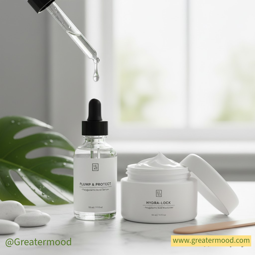 Polyglutamic acid serum and moisterizer 