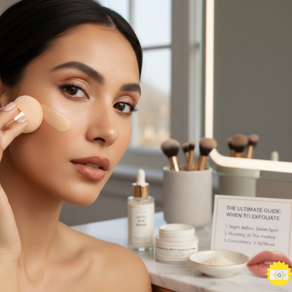 Womam using make up after exfoliate 