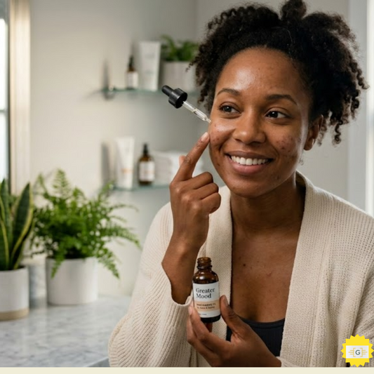 Woman using Greater Mood Niacinamide for Acne
