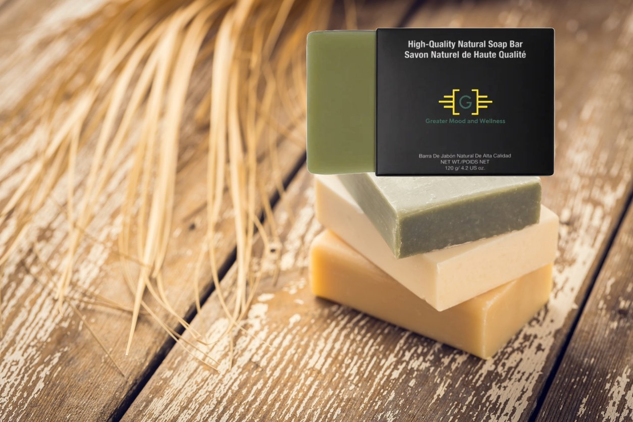 picture of 3 natural soap bar on a wood table