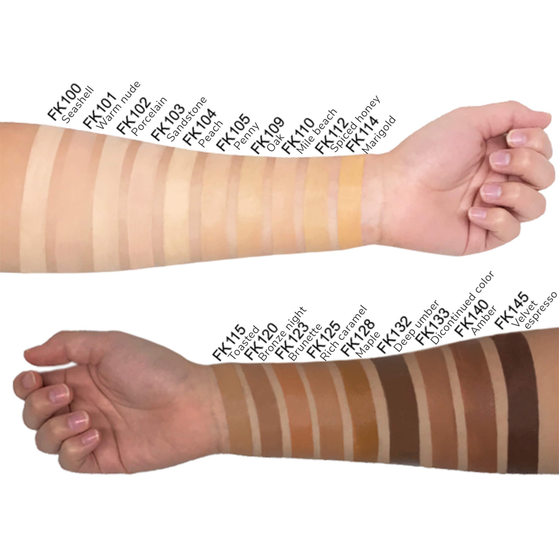 Conceal foundation palette with a range of shades for diverse skin tones.