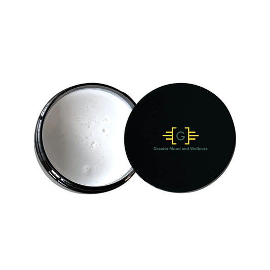 Hair Clay For Men: White powder container with black lid.