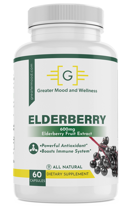 white, green and yellow supplement bottle with the best elderberry supplement