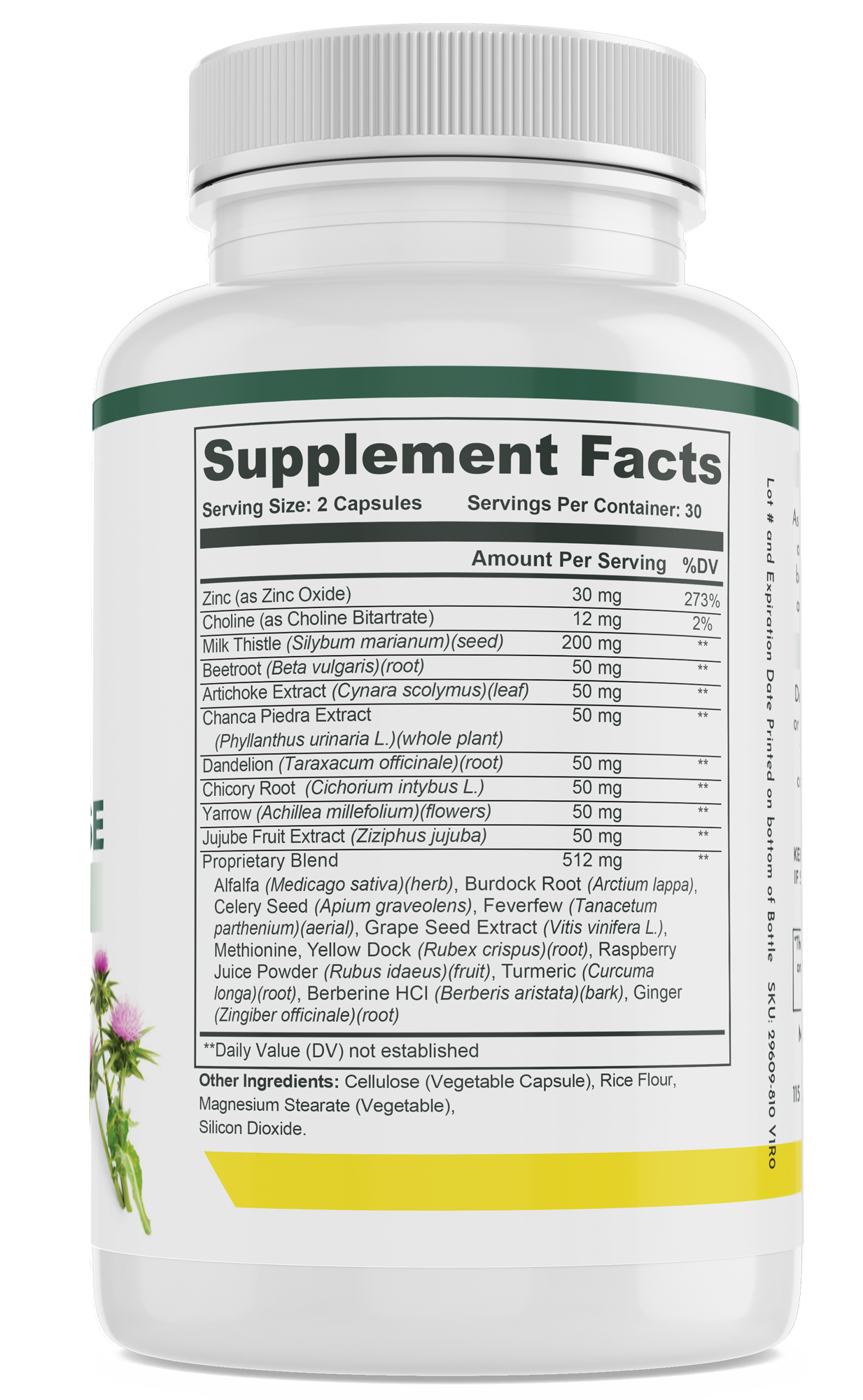 pill bottle showing supplement facts for greater liver cleanse supplement