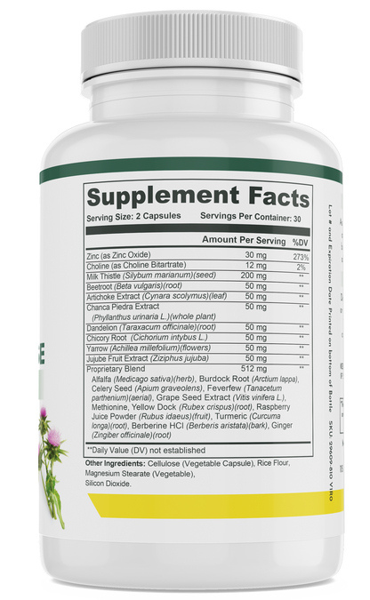 pill bottle showing supplement facts for greater liver cleanse supplement