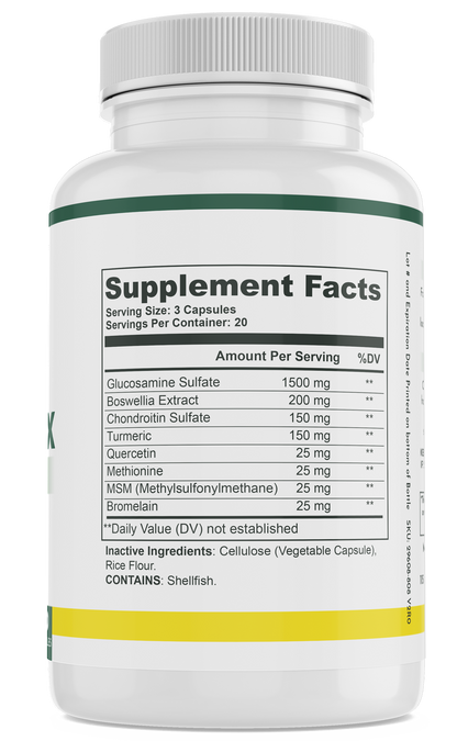 white, green and yellow supplement bottle with joint flex ingredients